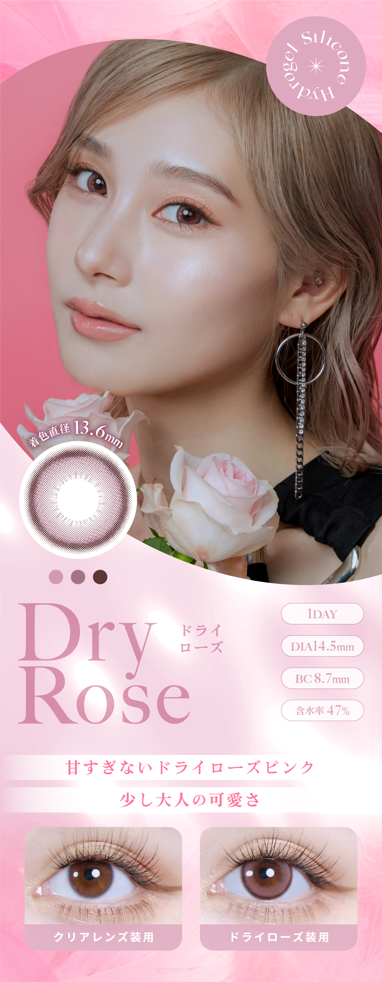 Dry Rose(ドライローズ) 1DAY DIA14.5mm BC8.7mm 含水率47%